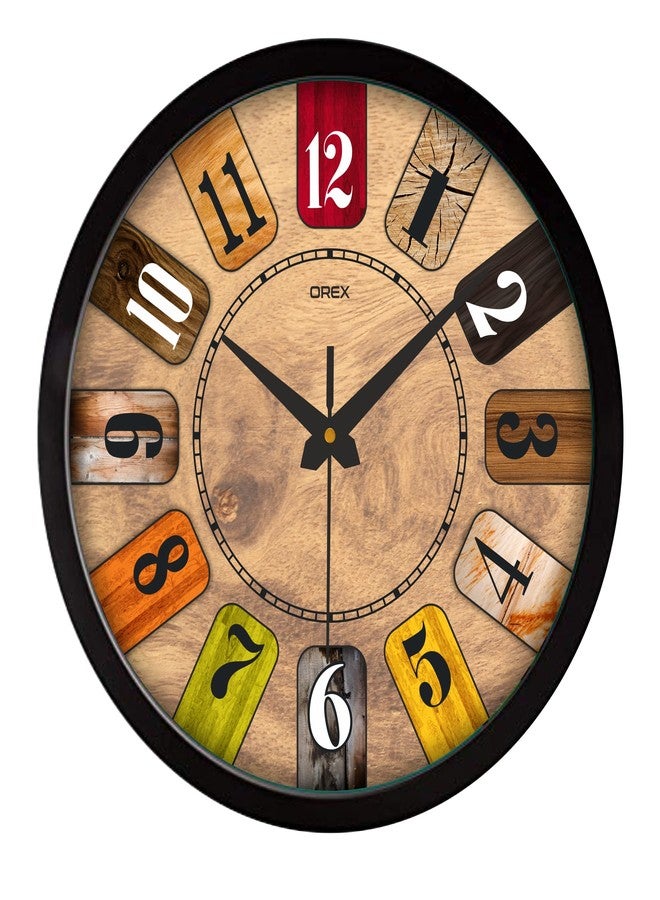 OREX Plastic Stylish 12 Inches Round Shape Analog Clock For Home, Living Room, Bedroom Kitchen, Office, Kids Room, Shop, School., Multicolour - Image 1